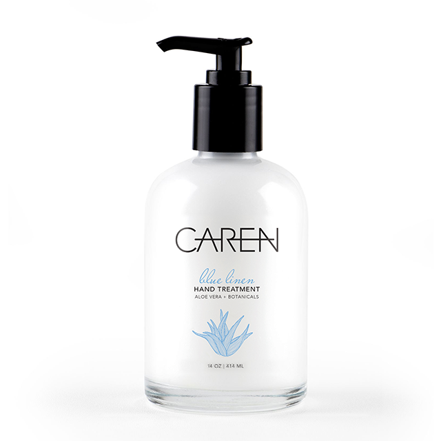 Caren Hand Treatment - Blue Linen - 14 oz Glass Bottle