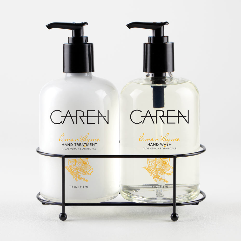 Caren Sink Set Duo - Lemon Thyme 14 oz Glass Bottles