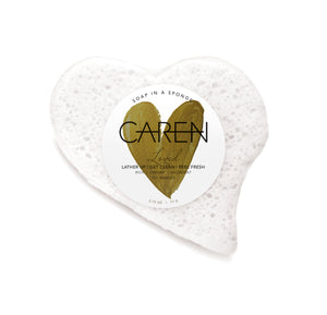 Caren Shower Soap Sponge - Loved - White Heart