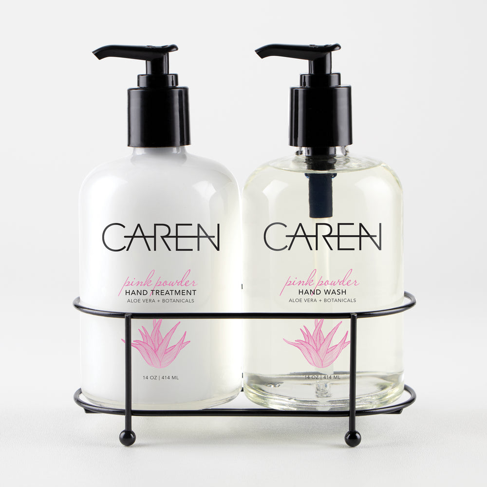 Caren Sink Set Duo - Pink Powder 14 oz Glass Bottles Case