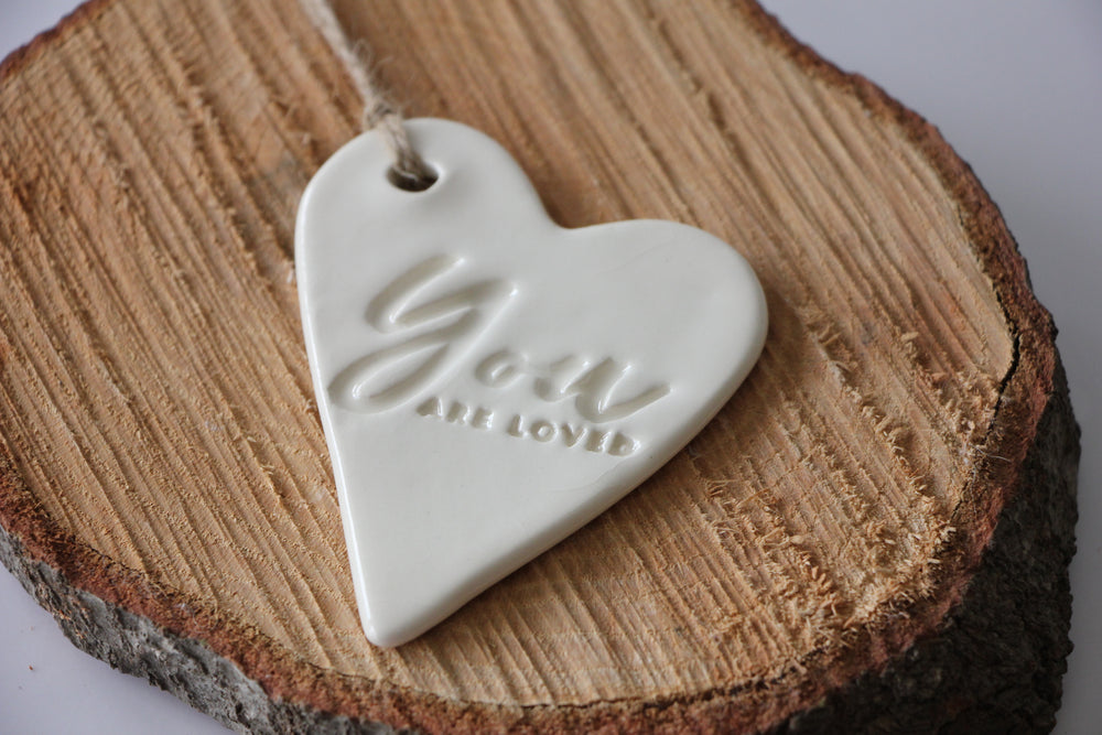 
            
                Load image into Gallery viewer, Caren Handcrafted Pottery YOU are Loved Ornament
            
        