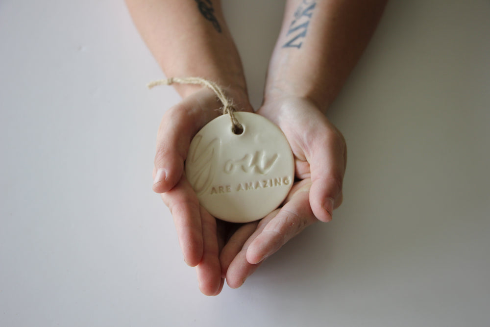 Caren Handcrafted Pottery YOU are Amazing Ornament