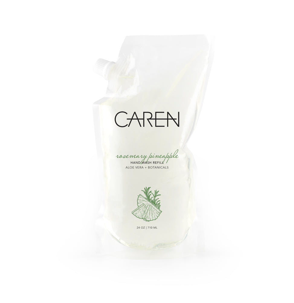 
            
                Load image into Gallery viewer, Caren Hand Wash -Rosemary Pineapple - 22 oz Refillable Pouch
            
        